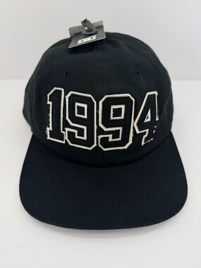 DC Shoes Snapback Hat 1994 Logo Black White Applique Flat Brim Skater Cap NEW